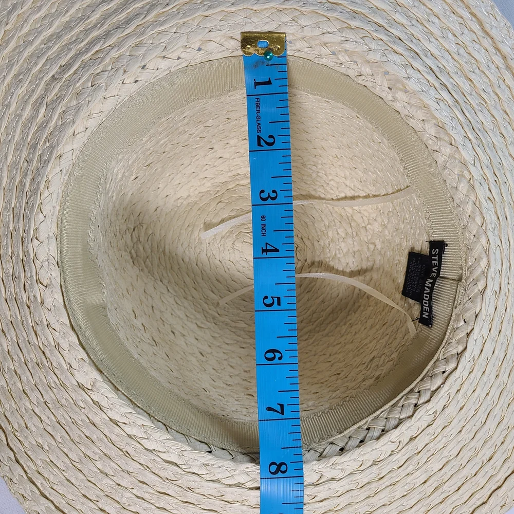 Steve Madden Beach Hat Shells Natural Paper Wide-Brim Hat with Black Band O/S